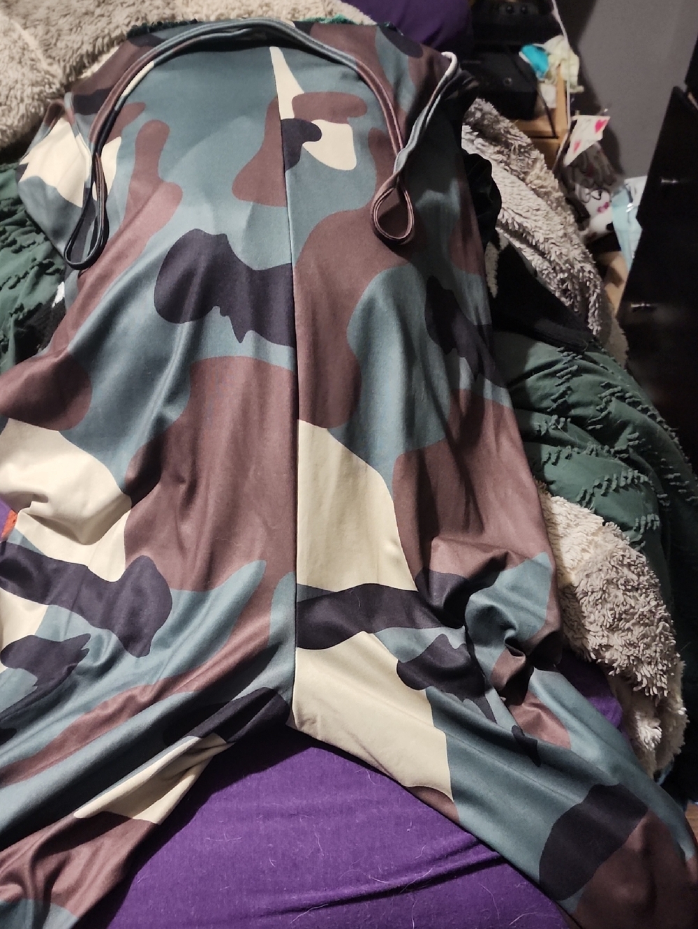 SHEIN Green Brown Black Camouflage Jumpsuit Romper